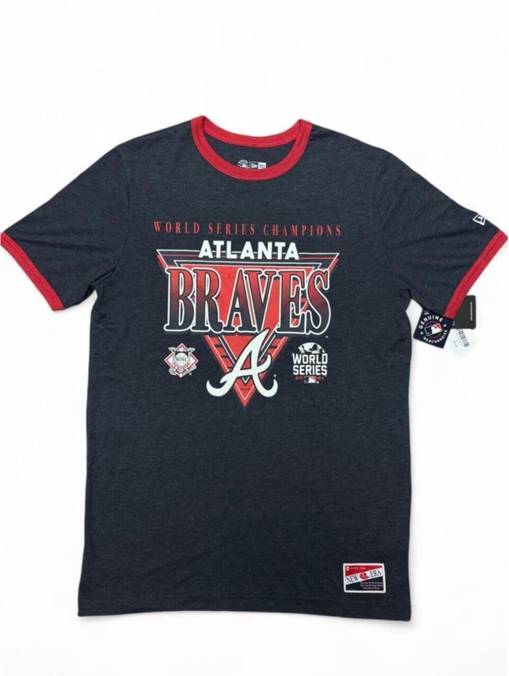 NWT!! MLB atlanta braves world series champions 2021 ringer tee with red/white